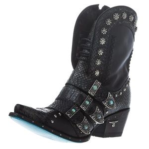 Lane Black Leather Showdown Studded Boots Size 8